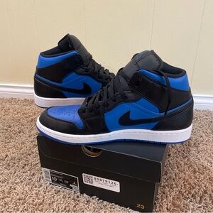 Men’s Nike Air Jordan 1 Mid Black and Royal Blue